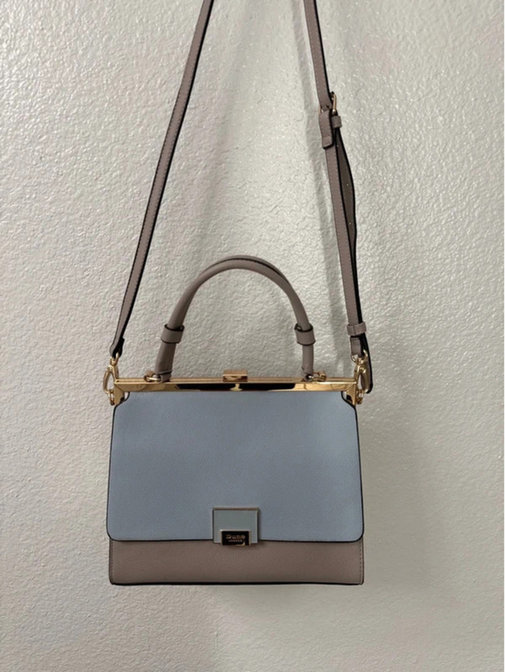 Dune London Structured Top Handle Satchel Purse Gold Crossbody Handbag